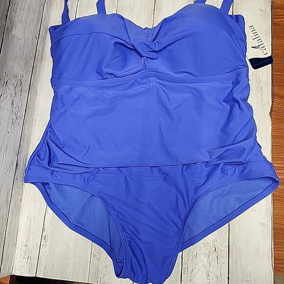 NWT Catalina One piece Blue Bathing Suit Twistfront Women's SZ 3X - Picture 1 of 12